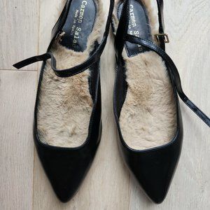 Carmen Salas Anthropologie black leather flats